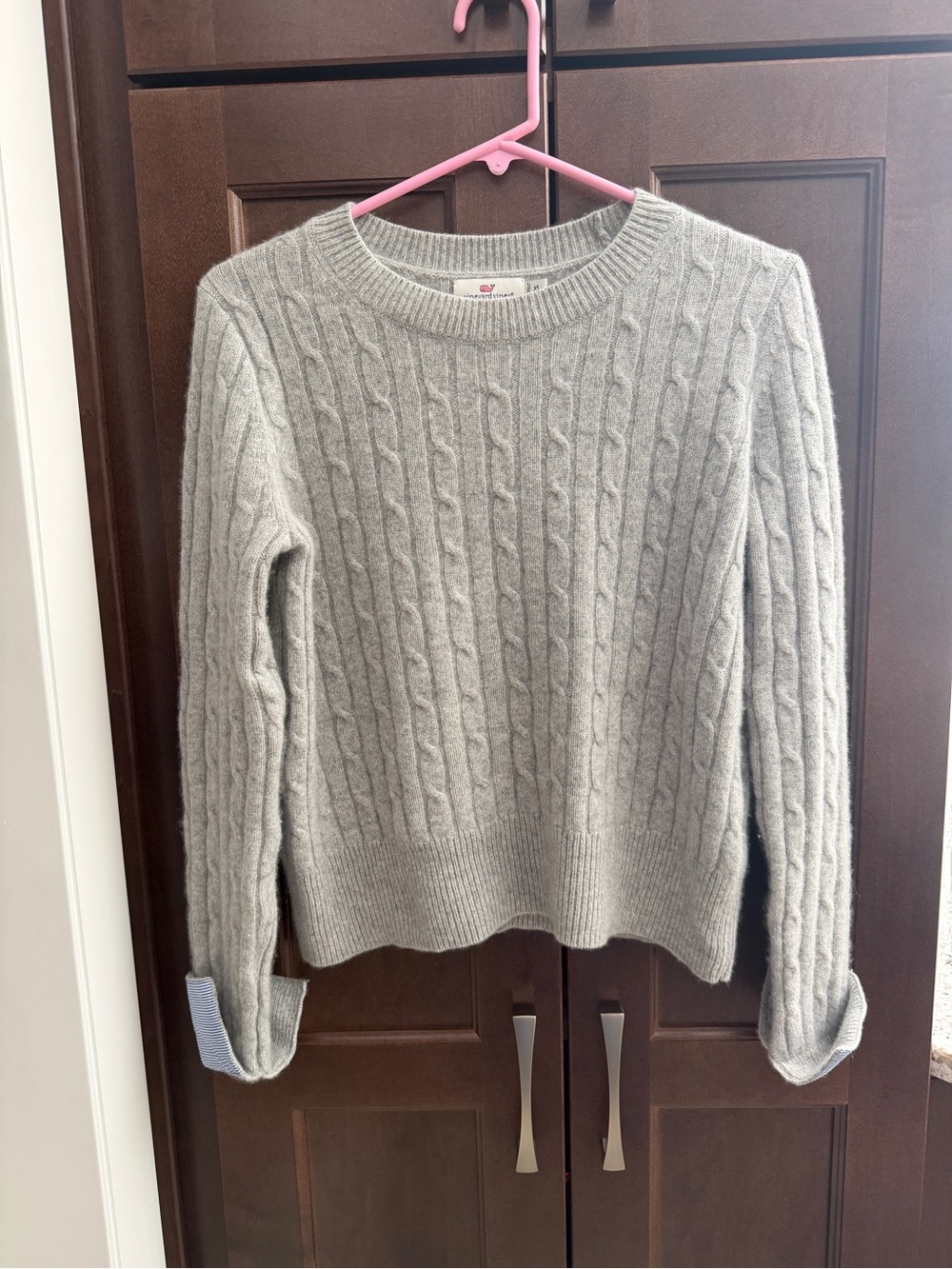 Vineyard Vines Cable Knit Crew Sweater - Light Gray